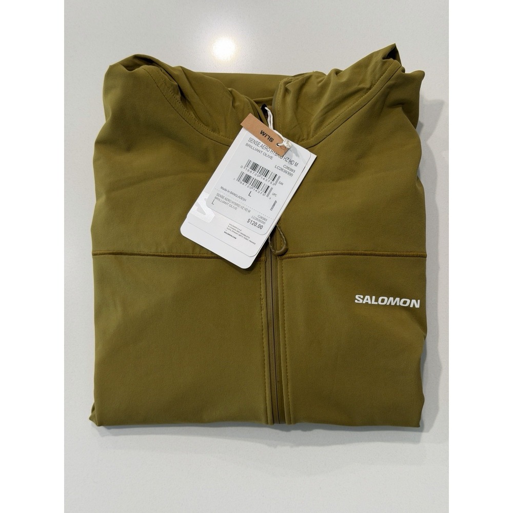 Salomon Sense Aero Hybrid HZ Hoodie Brilliant Olive LC2639300 Mens Large NWT - Picture 14 of 14